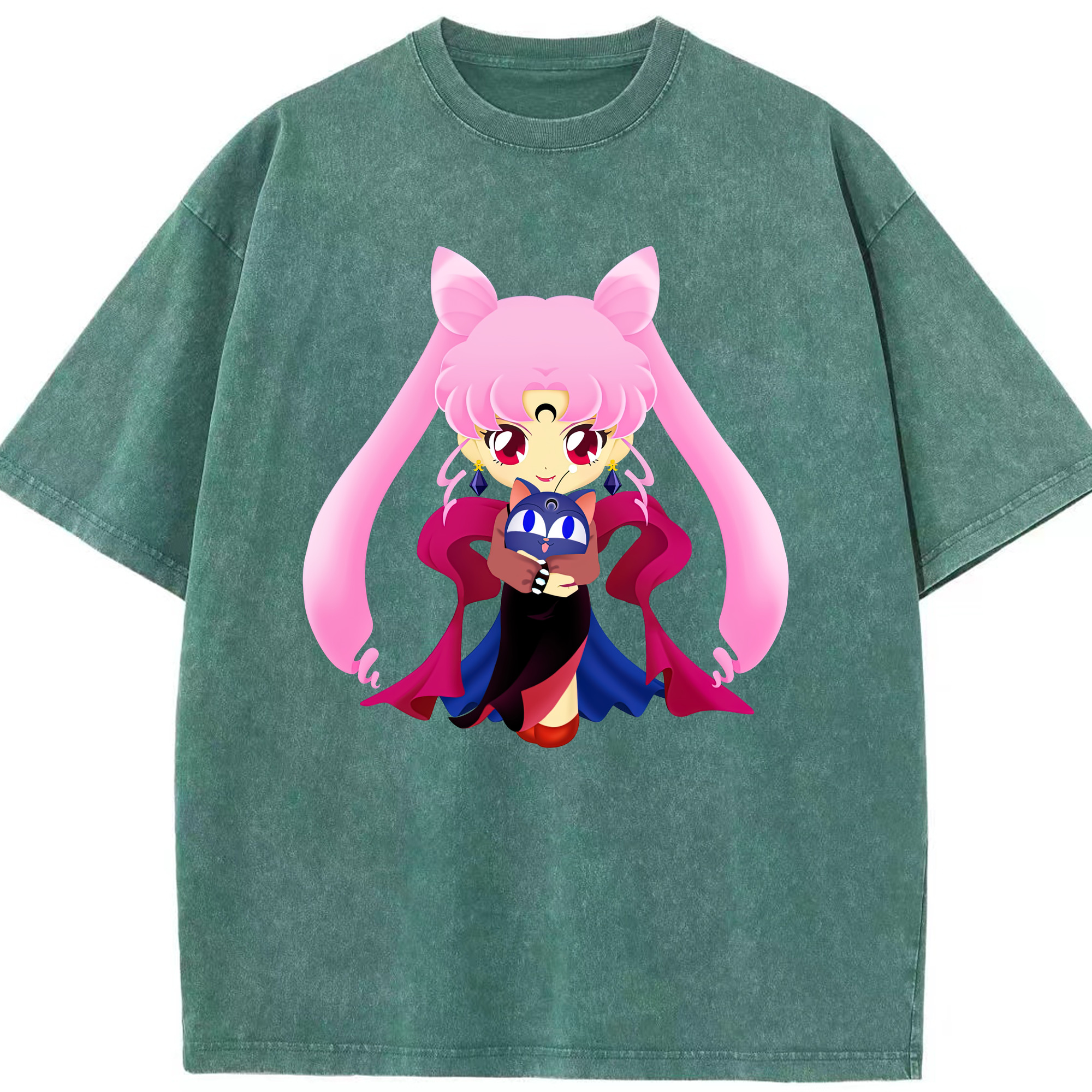 （画像用） 美少女戦士セーラームーン ちびうさ Sailor Moon Chibiusa Tsukino Usagi Small Lady Serenity 綿100% ヴィンテージ風 半袖Tシャツ（フロントプリント）